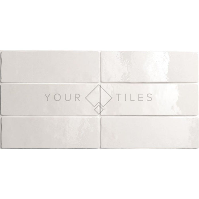 FULL TILE SAMPLE Zellige Brick White Moroccan Handmade Style 6.5cm x 20cm