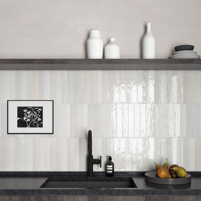 Lisbon White | Porcelain | Artisanal Wall Tiles | 5cm x 30cm