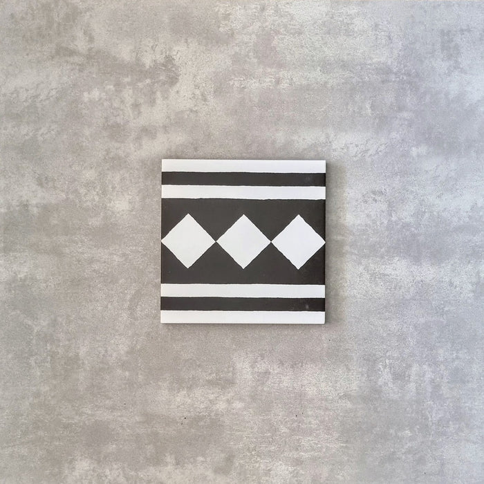 FULL TILE SAMPLE Richmond Black Manor & White Decor SIDE 20cm x 20cm
