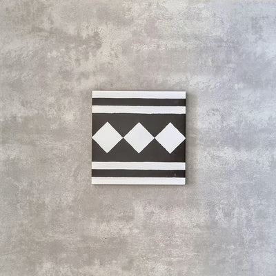 Richmond Black Manor & White Decor Side / Border Tiles 20 x 20cm