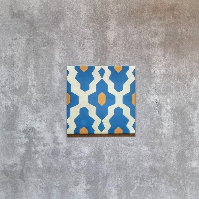 FULL TILE SAMPLE Kasbah  Zafi Mustard Azure 20cm x 20cm