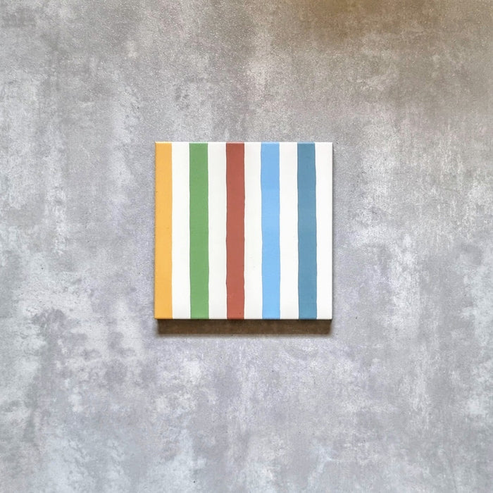 FULL TILE SAMPLE Pinstripes Rainbow 20cm x 20cm