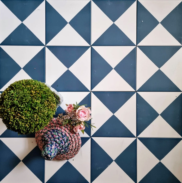 Harlequin Quarter Navy Blue Tile 20cm x 20cm