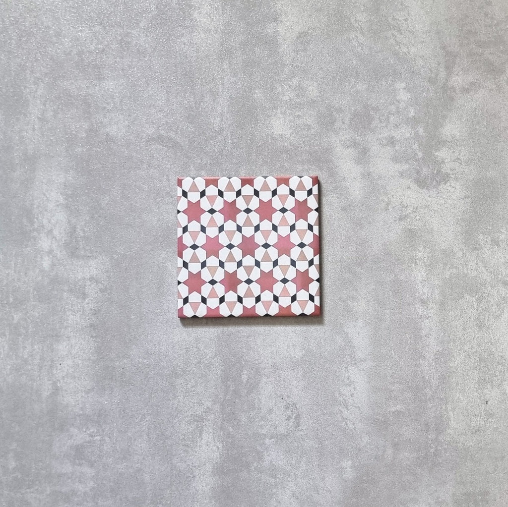 Meknes Rose Stars Mini Moroccan Wall Floor Tile 15cm x 15cm