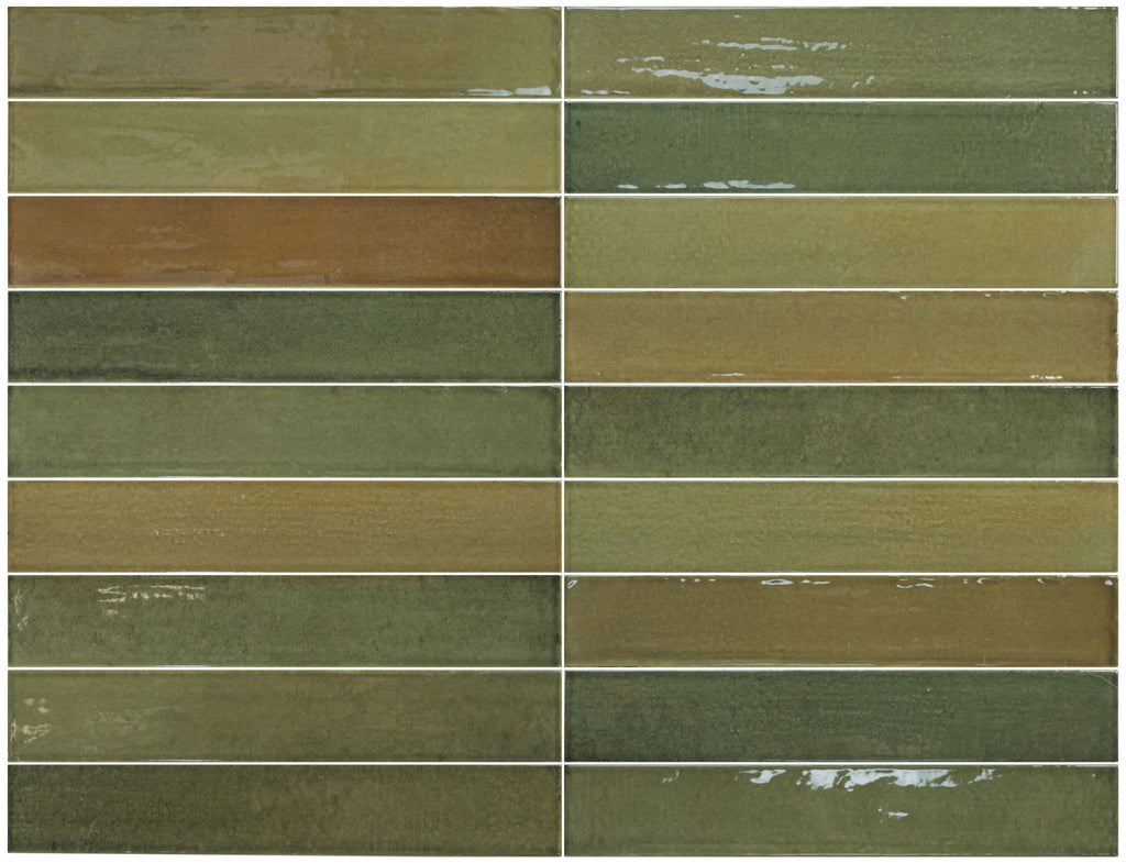 Lisbon Olive Green | Porcelain | Artisanal Wall Tiles | 5cm x 30cm