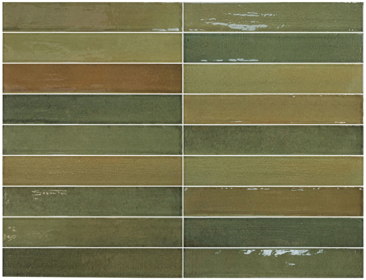 Lisbon Olive Green | Porcelain | Artisanal Wall Tiles | 5cm x 30cm