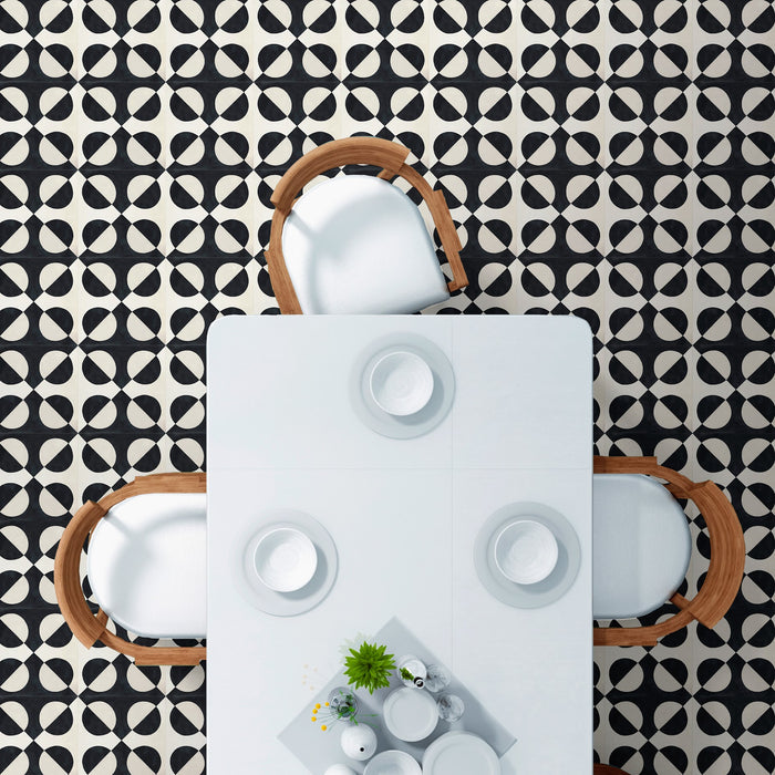 FULL TILE SAMPLE Abstract Illusion Noir 20cm x 20cm Wall & Floor Tile