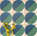 Abstract Ocean Patterned Tiles in a 20x20cm format, displayed in a repeated grid layout to showcase the bold geometric circular design. Deep blue and rich green tones are balanced with soft neutral corners, creating a fresh, contemporary look ideal for feature walls, floors or decorative splashbacks.