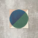 Single Abstract Ocean Patterned Tile in a 20x20cm format, featuring a bold geometric circular design with deep blue and rich green tones, framed by soft neutral corners. A contemporary patterned tile ideal for feature walls, floors or statement splashbacks.