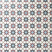 Agadir Atlas Mini Moroccan-style 15x15cm porcelain floor tiles laid in a repeating geometric star pattern, featuring a multicolour palette of soft blue, burgundy, black and cream.