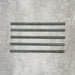 Allegra Green Gloss pencil bullnose border tiles in a 1.2 × 30cm ceramic format, shown as five pieces laid horizontally to display the slim profile, rounded edges, tonal green variation and glossy glazed finish on a neutral textured background.