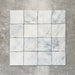 Product image of Amalfi Square Azul Vintage Marble wall and floor tiles in an 11cm x 11cm format, featuring soft blue and white marble effect detailing, subtle veining and gently rounded vintage-inspired edges.
