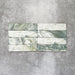 Product image of Amalfi Brick Salvia Vintage Marble wall and floor tiles in a 5.4cm x 22cm format, showcasing green and white marble effect detailing with natural veining and tonal variation.