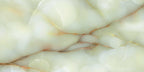 Close-up of Anastasia Jade Green Onyx Matt 60 × 120cm stone effect tile, featuring soft green tones with flowing gold and amber veining, creating a layered, organic pattern with a smooth matt finish.
