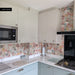 Kitchen featuring Athens Multicoloured Hexagon Patchwork 17 × 15cm Moroccan-style porcelain wall tiles, showcasing a soft geometric patchwork design in pastel tones, paired with gloss cabinetry and marble-effect worktops.