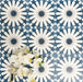 Souk Blue B 20×20cm Moroccan-style porcelain tiles arranged in a blue, white and grey geometric pattern.