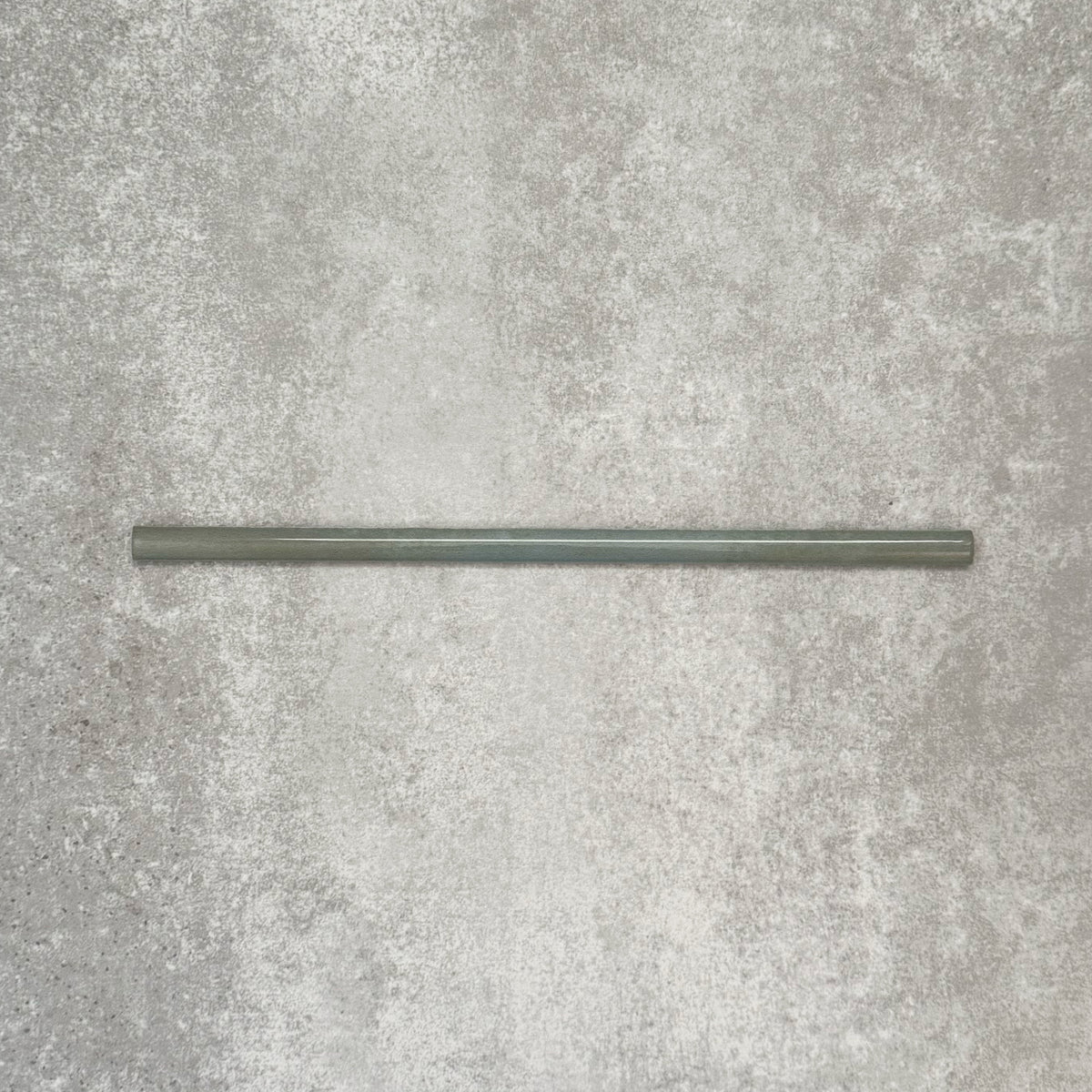 FULL BULLNOSE SAMPLE Allegra Celadon Green Gloss Pencil Bullnose Border Tile 1.2cm x 30cm