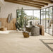 Outdoor-inspired bathroom featuring Comet Light Stone 2cm 60 × 90cm porcelain tiles, showcasing soft beige stone effect tones with subtle variation. Creates a calm, natural look, seamlessly connecting indoor and outdoor living.