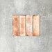 Close-up of Foundry Bricks Coral Pink 6.5x20cm brick wall tiles, showcasing warm blush and terracotta tones with subtle tonal variation, lightly textured surface and gently irregular edges for a refined, contemporary finish.