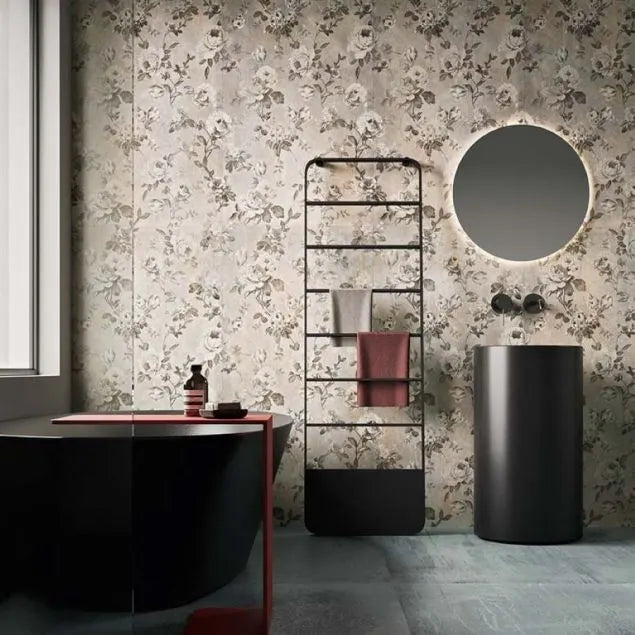 Kiln Light Roses Decor Metallic Wall and floor Tiles 60cm x 120cm