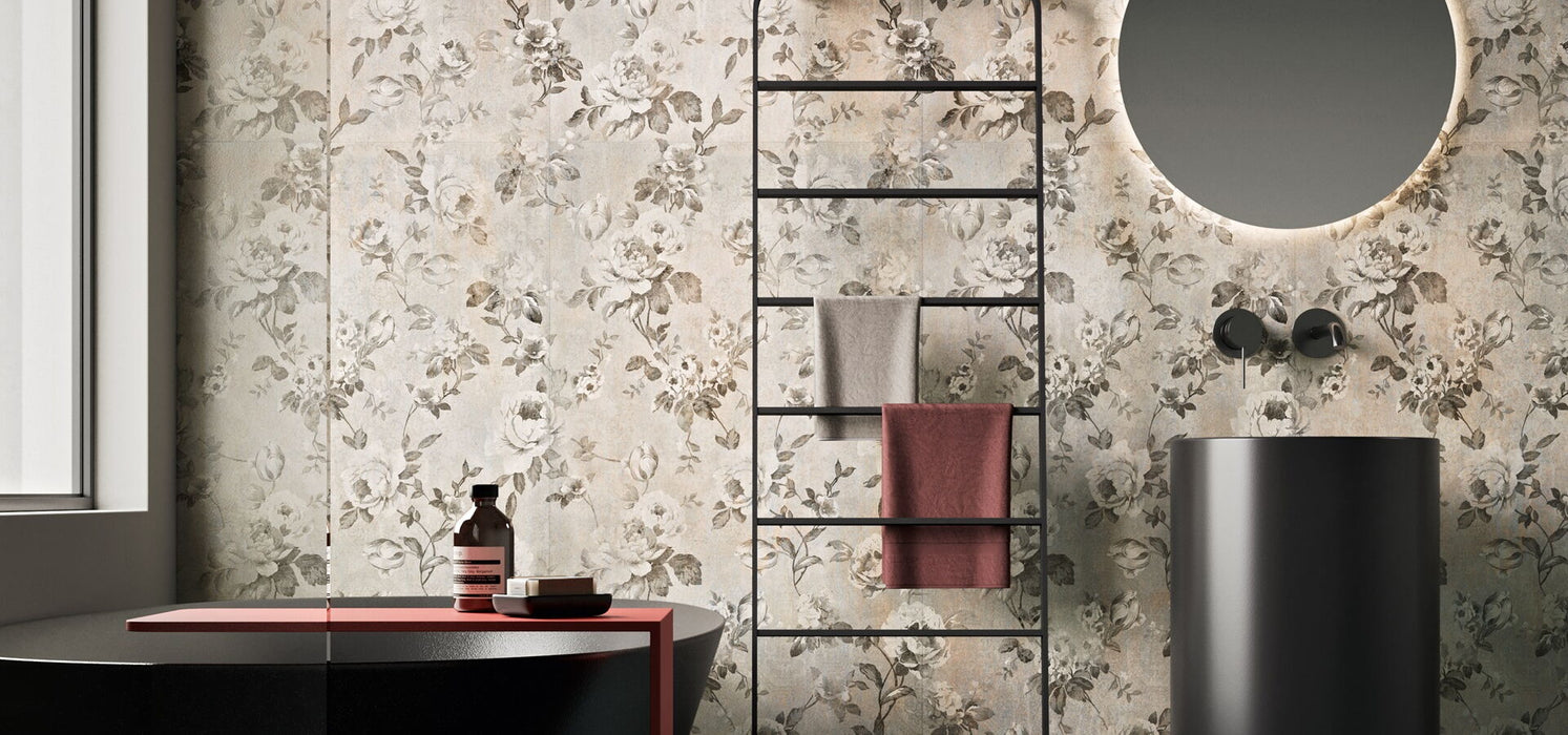 Kiln Light Roses Decor Metallic Wall and floor Tiles 60cm x 120cm