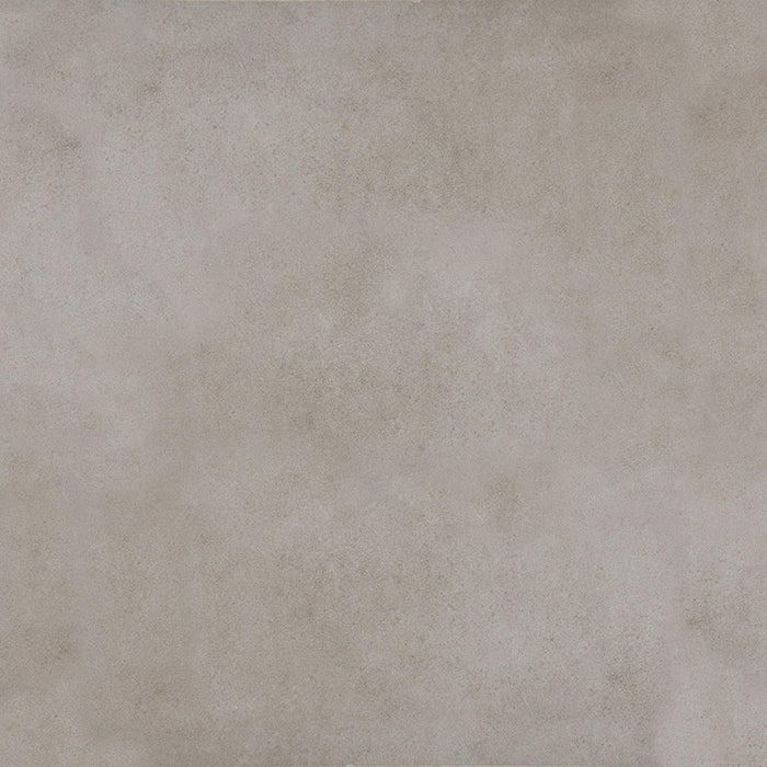 Close-up of Etna Grey Matt 60 × 60cm porcelain tile, showcasing a soft grey tone with subtle tonal variation and a smooth matt surface for a clean, contemporary finish.