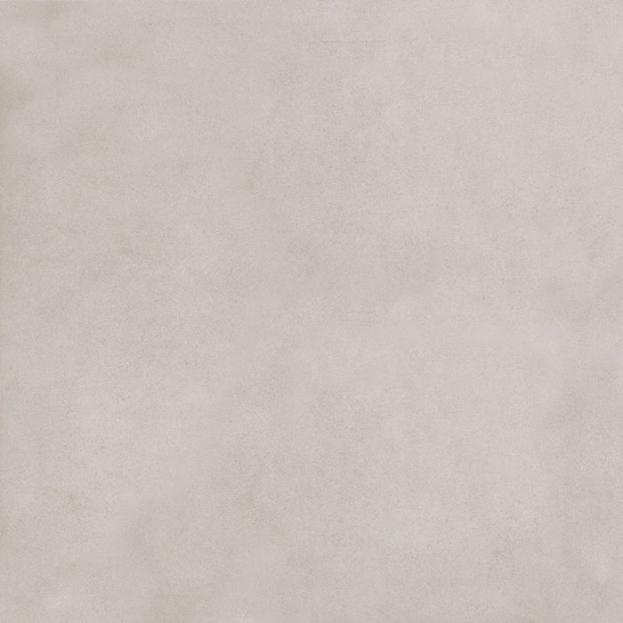 Close-up of Etna Pearl Matt 60 × 60cm porcelain tile, showcasing a soft warm grey tone with subtle tonal variation and a smooth matt finish for a clean, contemporary look.