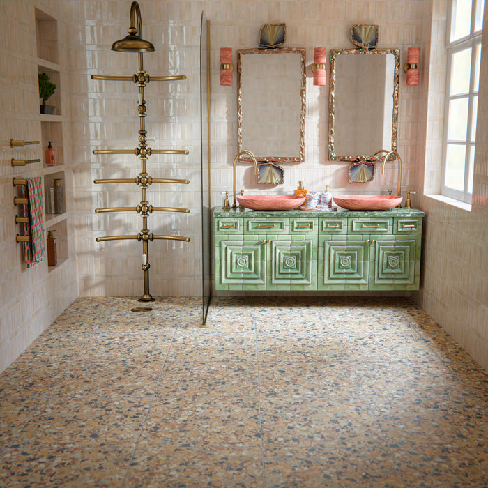 Stuzzi Amber Classical Terrazzo Style 4d Brushed Finish Tiles 60cm x 60cm