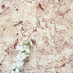 Fayrouz Sylvester Pink honed natural marble tile in a 15.2cm x 15.2cm square format, featuring soft blush pink, cream and warm terracotta veining with natural variation for a luxurious, timeless natural stone finish.