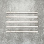 Foundry Chalk White 1.5x30cm gloss pencil bullnose border tile featuring a handcrafted-style finish with soft tonal variation, designed for decorative edging and refined finishing details in contemporary wall tile installations.