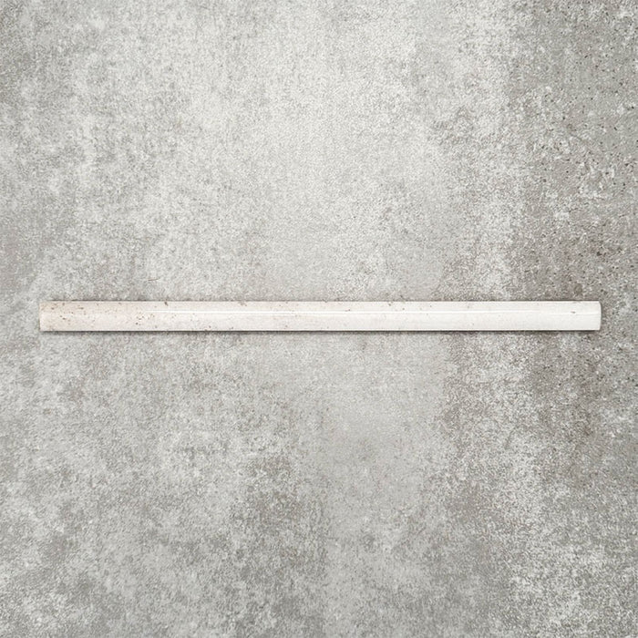 Foundry Chalk White 1.5x30cm gloss pencil bullnose border tile featuring a handcrafted-style finish with soft tonal variation, designed for decorative edging and refined finishing details in contemporary wall tile installations.
