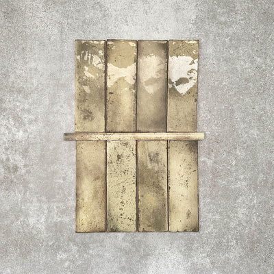 Foundry Moss Green 1.5x30cm gloss pencil bullnose border tile featuring a handcrafted-style finish with earthy olive and stone-toned variation, designed for decorative edging and refined finishing details in wall tile installations.