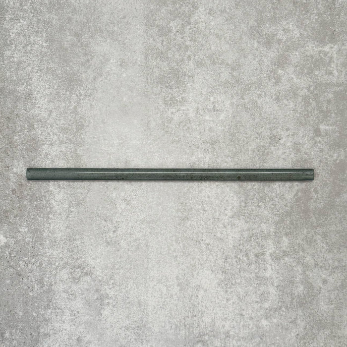 FULL BULLNOSE SAMPLE Allegra Green Gloss Pencil Bullnose Border Tile 1.2cm x 30cm