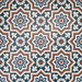 Patterned layout of Balthazar Grand 20×20cm Moroccan-style porcelain tiles, showing the full repeating encaustic-inspired geometric design in deep blue, warm brown and cream tones, ideal for creating bold statement floors or feature walls.