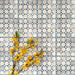 Berber Mequinez Blue 15×15cm Moroccan-style porcelain tiles laid in a grid pattern, showcasing a soft blue and cream geometric design with decorative floral styling.