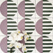 Abstract Serit Patterned Tiles in a 20x20cm format, displayed in a repeated grid layout to showcase the bold geometric design. Soft pink semicircles are paired with deep green horizontal stripes on a crisp white background, creating a playful yet contemporary pattern ideal for feature walls, floors or statement splashbacks.