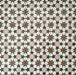 Cuba Tanane Moroccan-style porcelain tiles laid in a repeating geometric pattern, featuring deep green stars, soft pink octagons, crisp white shapes and warm brown accents across multiple 20×20cm tiles.