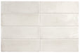 Benomar White Moroccan Mini Brick Gloss Tile 5x15cm shown in a classic brick layout, featuring soft white tones with subtle handcrafted effect variation and a high gloss finish, ideal for kitchen splashbacks and bathroom walls.