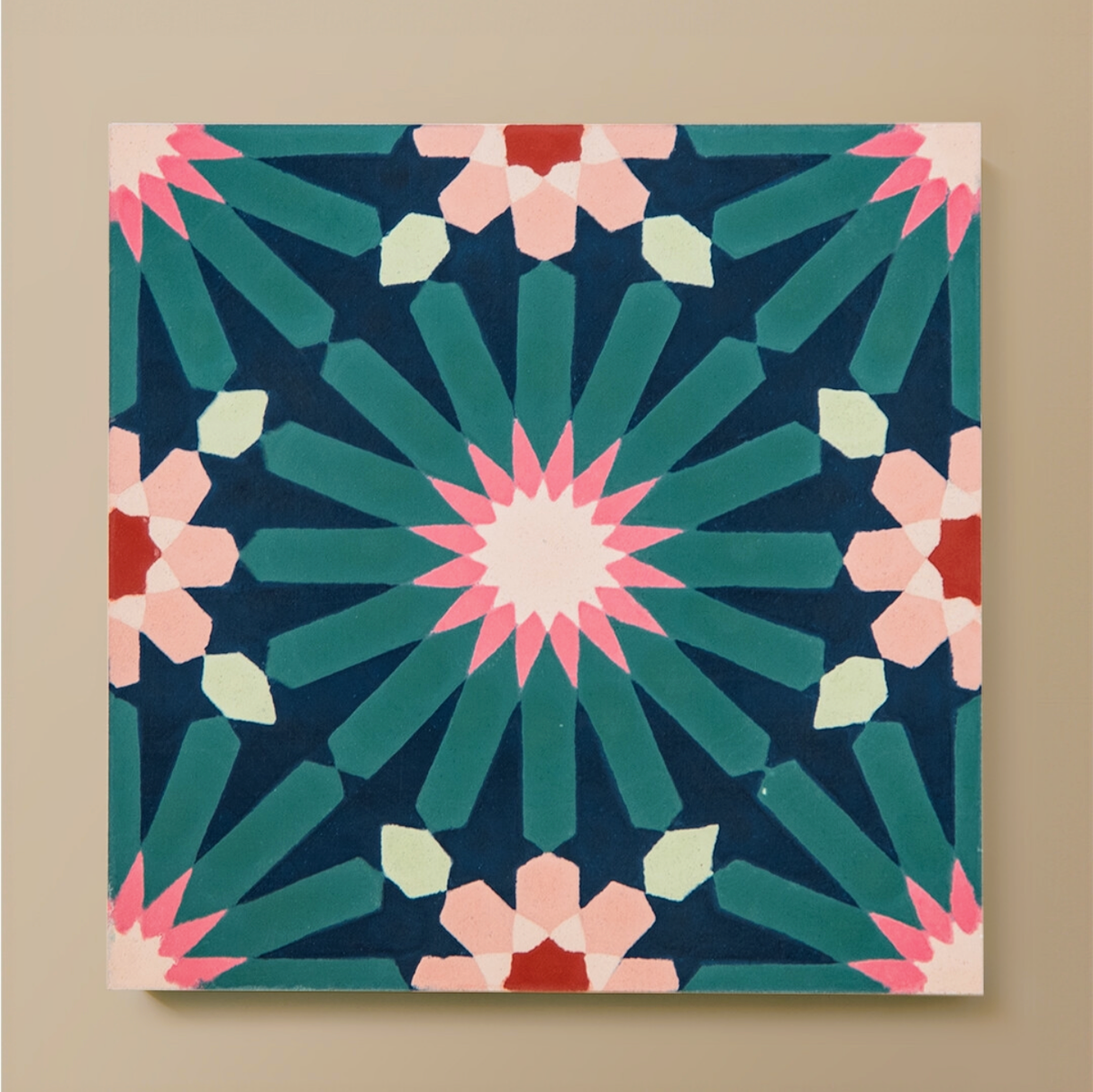 FULL TILE SAMPLE Fez Festival Blue Moroccan Pattern Tile 20cm x 20cm