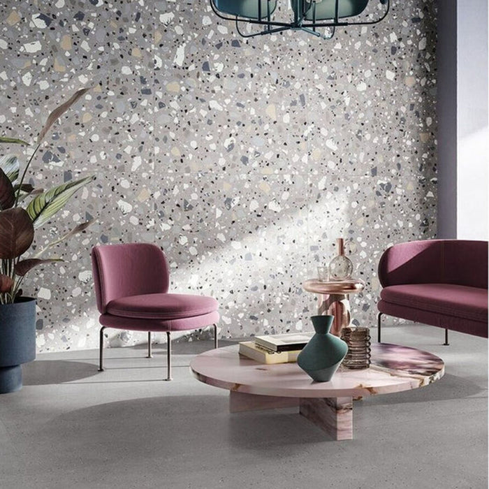 Verona Maxi Decor Grey Terrazzo Concrete style Porcelain Tiles 90cm x 90cm