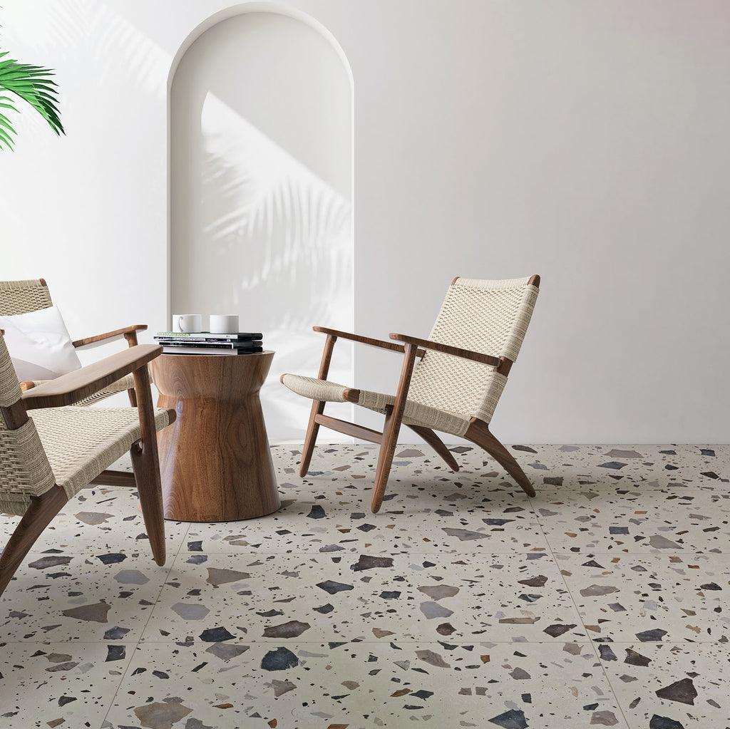 Lakestone Terrazzo Ivory | 2cm Outdoor Porcelain Tile Slabs | 49.75cm x 99.55cm