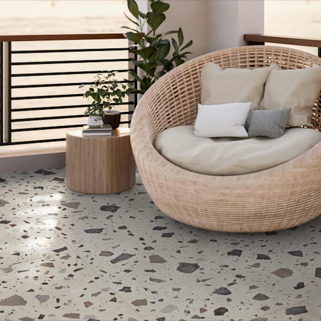 Lakestone Terrazzo Ivory | 2cm Outdoor Porcelain Tile Slabs | 49.75cm x 99.55cm