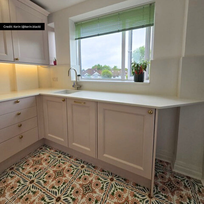 Jardin Rose Moroccan Pattern Tile  20cm x 20cm