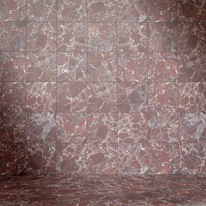 CUT TILE SAMPLE Divine Levant Rouge Matt Marble Chequer Board Tiles | 30cm x 30cm