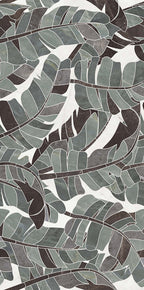 Lucca Bali 3D Décor 60 × 120cm porcelain wall and floor tile, showcasing layered tropical leaf patterns in soft green, grey, and charcoal tones with a bold decorative finish.