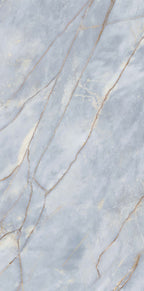 Lucca River Blue Lux 3D 60 × 120cm porcelain wall and floor tile, showcasing soft blue marble-effect tones with delicate warm veining and a luxurious polished stone-inspired finish.