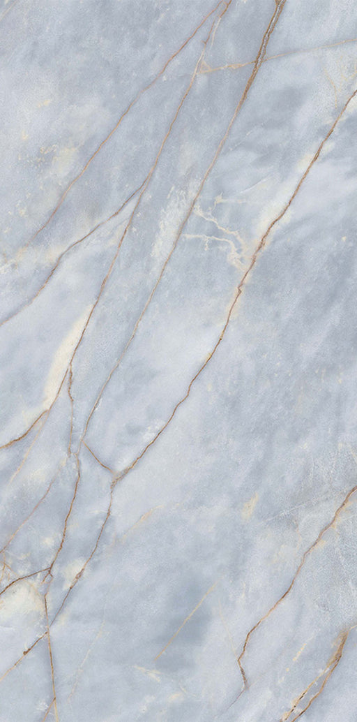 Lucca River Blue Lux 3D 60 × 120cm porcelain wall and floor tile, showcasing soft blue marble-effect tones with delicate warm veining and a luxurious polished stone-inspired finish.