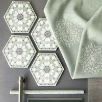 Medina Soft Green | Moroccan Style Hexagon | 18.7cm x 21.6cm
