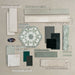 Moodboard featuring Medina Soft Green patterned tiles, Jumairah Green and Almond, Amalfi Salvia, Liberty Mint Green, Puzzle Sage, and Nomad White and Oatmeal, paired with layered green tones and soft neutral textures for a calm, design-led scheme.