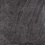 Product display of Monzo Stone Nite 60x60cm dark stone-effect porcelain tiles in deep charcoal tones, featuring dramatic tonal variation, textured detailing and natural stone-inspired movement across the surface.